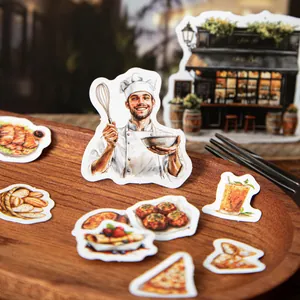 Vintage Hand-painted Food Stickers For Journaling Global Cuisine Scenescape DIY Decorative Stickers For Scrapbooking Notebook