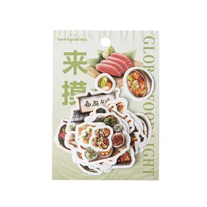 Global Food series decorative sticker set with sushi and ramen illustrations for DIY journals