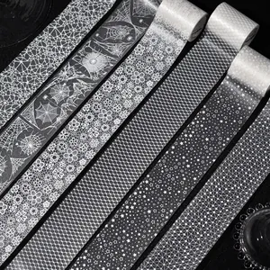 5-pack decorative PET tapes with star and geometric patterns for journaling scrapbooking