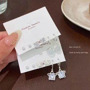 Minimalist Zirconia Star Heart Butterfly Stud Earrings With 925 Sterling Silver Earring Post Faux Artificial Pearl Jewelry For Women
