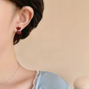 Rode Email Maandag Tot Zondag Oorknopjes Collectie Met 925 Sterling Zilver Stift Hart Konijn Strik Beer Sieraden Voor Dames