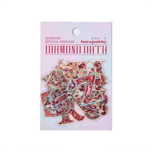 Diamond Oath decoratieve stickers met robijn en goud voor DIY journaling decoratie