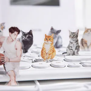 Σετ αυτοκόλλητα PET με αγόρι anime και γάτες για διακόσμηση ημερολογίου σε πληκτρολόγιο