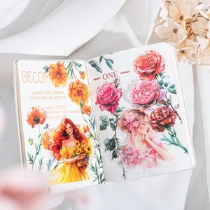 Autocollants PET fleurs vintage avec illustrations féminines pour scrapbooking DIY