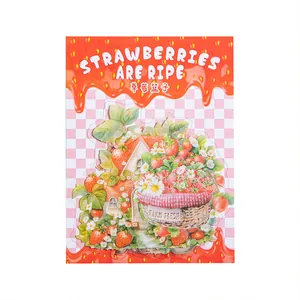 Schattige aardbei PET-stickers voor DIY scrapbooking met boerderijmand en huisje motieven
