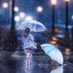 Walking In The Rain Series PET Stickers Waterproof Artistic Watercolor Girl Umbrella Figure Decorative Scrapbooking Journal Material Collage