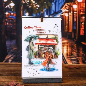Watercolour PET stickers featuring a woman with an umbrella in a city scene
