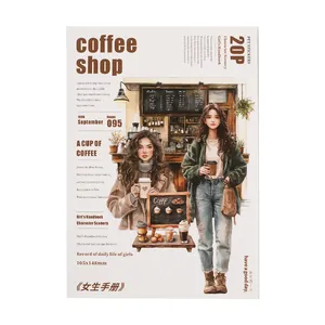 Adesivi in PET serie ragazza per scrapbooking tema caffetteria set da 20 fogli