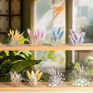 Pegatinas PET Tema Plantas Hierba de la Pampa Lustre de Concha Irisado Material Decorativo DIY Scrapbooking Naturaleza
