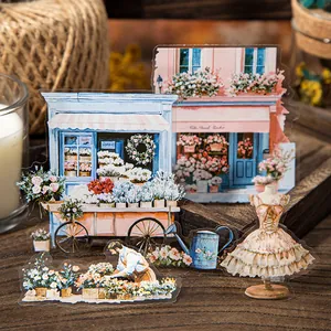 Set di adesivi PET vintage per scrapbooking con motivi floreali e professionali