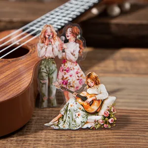 Adesivi impermeabili in PET con ragazze che cantano e suonano la chitarra per fai-da-te
