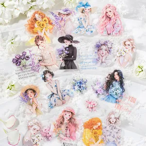 Floral girl theme PET sticker pack for DIY scrapbooking and decorative journaling
