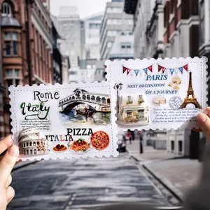 Handgemalte Weltreise-Washi-Tape-Aufkleber mit Motiven von Rom und Paris Wahrzeichen