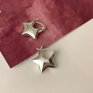 Pendientes de Aro Minimalistas de Pentagrama Para Mujer Con Poste De Plata De Ley 925 Joyería Geométrica Estrella De Cobre Regalo
