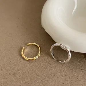 Minimalist irregular zircon metal open rings in gold and silver finish for women