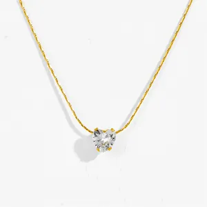 Elegant gold necklace featuring a heart-shaped zircon pendant with high-shine finish