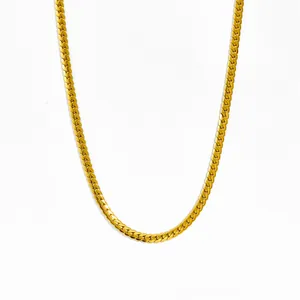 Collana a catena barbazzale in acciaio al titanio dorato lucido per uomo e donna, minimal
