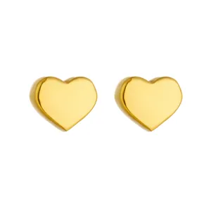 Minimalist 18K gold-plated titanium steel heart stud earrings with a high-polished finish