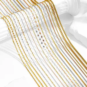 Various styles of 2.4mm stainless steel ball and link chains in gold, silver, and rose gold
