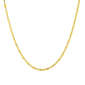 Macro detail of a 2.4mm golden stainless steel bead chain with smooth polished finish