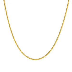 Minimalist 2.4mm gold titanium steel ball bead chain necklace with smooth snake bone texture