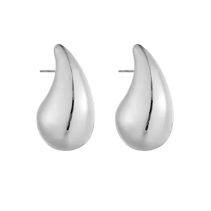 Minimalistische silberne Wassertropfen-Ohrstecker mit poliertem Spiegel-Finish für Damen