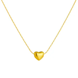 Minimalist Stainless Steel 18K Gold Plated Heart Pendant Necklace For Women INS Style Dainty Heart Clavicle Chain Jewelry
