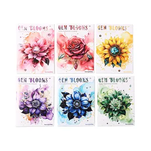 Gem Blooms floral PET sticker set with 6 jewel-style flower designs for journaling