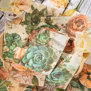 Vintage Botanik-Papierkarten mit Sukkulenten- und Lilien-Illustrationen für Journaling