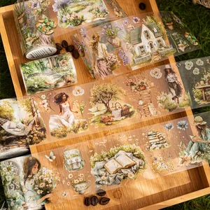 Nastro adesivo decorativo in PET stile rurale europeo per camping e agende diario