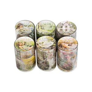 Set di 6 rotoli di nastro PET per feste in campeggio con illustrazioni ad acquerello e fiori