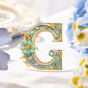 Vintage Baroque letter G PET sticker with intricate floral patterns for scrapbooking decor