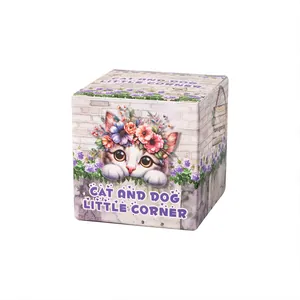 Cat and Dog Little Corner decorative storage box with cute kitten and floral artwork