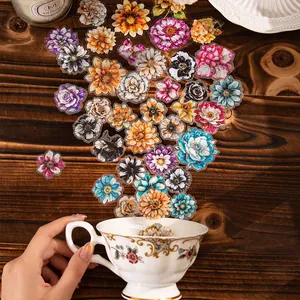 Watercolour Flower PET Stickers Retro Floral Decorative Stickers For Scrapbooking Journaling DIY Art Crafts Stationery