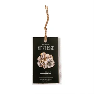 Vintage floral PET stickers in black packaging with rustic hemp rope for scrapbooking