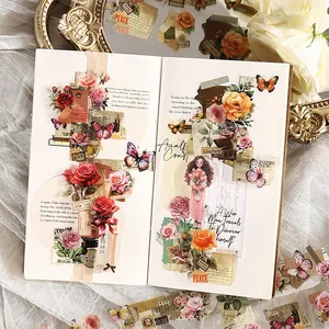 Vintage ταινία scrapbooking με τριαντάφυλλα και πεταλούδες για DIY διακόσμηση