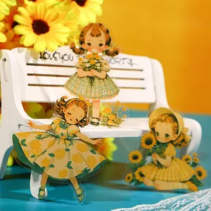 Character Girl PET Stickers Vintage Fairytale Garden Transparent Waterproof Floral Scrapbooking Deco Journaling Stickers