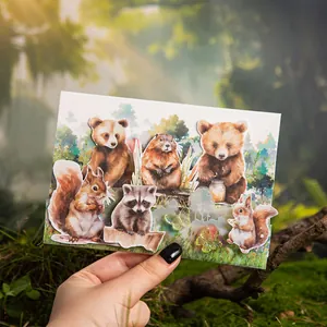 3D forest animal sticker pack with bears and squirrels for DIY scrapbooking decor