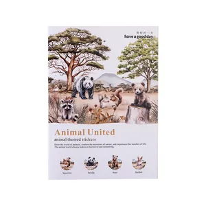 Animal United themed sticker set featuring panda, bear, and rabbit for DIY journals
