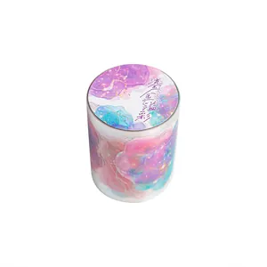 Watercolor PET washi tape with blue and purple galaxy patterns and gold foil details