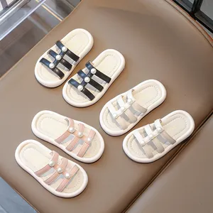 Pantofole di Künstliche Perle alla Moda per Bambine Estate Suola Morbida Principessa Ciabatte da Spiaggia Sandali Piatti per Bambini Scarpe Outdoor