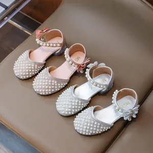 Mädchen Prinzessin Sandalen Künstliche Perlen Strass Mary Jane Schuhe PU Leder Blumen Party Performance Schuhe Für Kleinkinder Kinder
