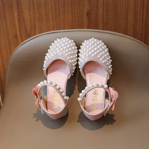 Rosa Mary Jane Prinzessinnenschuhe für Mädchen mit Perlen, Strass und weicher Antirutschsohle