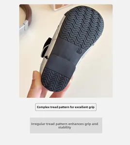 Détail de la semelle en caoutchouc antidérapante avec motif ondulé pour bébés filles