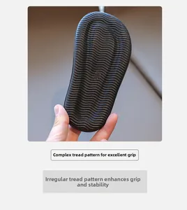 Detail of toddler sandals featuring anti-slip rubber sole with intricate wave texture