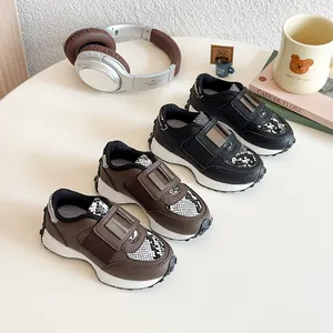 Baskets Décontractées pour Enfants Patchwork Imprimé Serpent Chaussures de Sport Avec Boucle Métallique Velcro Semelle Chunky Antidérapante Garçons Filles