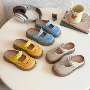 Mules Mary Jane pour Filles Enfants Maille Respirant Sandales Künstliche Perle Décontracté Slip On Sabots Semelle Epaisse Été Chaussons Enfants