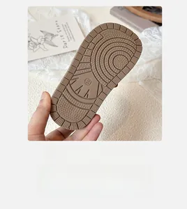 Detailed view of durable rubber sole with anti-slip pattern for children shoes