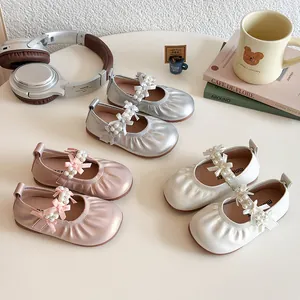 Chaussures Mary Jane pour Bébés Filles avec Künstliche Perles et Nœud Semelle Souple Ballerines de Princesse pour Tout-petit Printemps Automne