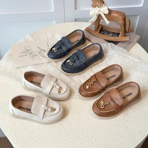 Kinder Loafer Britischer Stil Weiche Sohle Lässige Lederschuhe Mit Metallschloss Schleife Für Jungen Mädchen Kleinkind Frühling Herbst Rutschfeste Schuhe